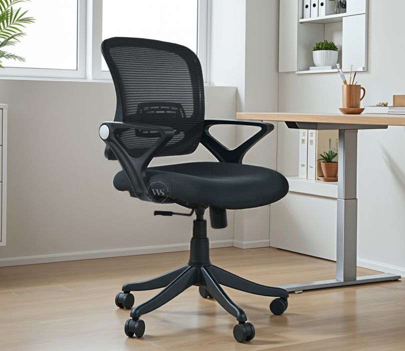 Front Image 1 - Aquila Mid-Back Mesh Ergonomic Office Chair (Black)