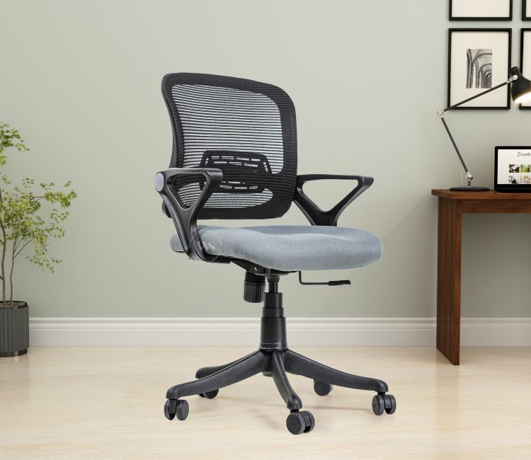 Aquila Mid-Back Mesh Ergonomic Office Chair (Grey) Aquila grey mid-back office chair with mesh support.