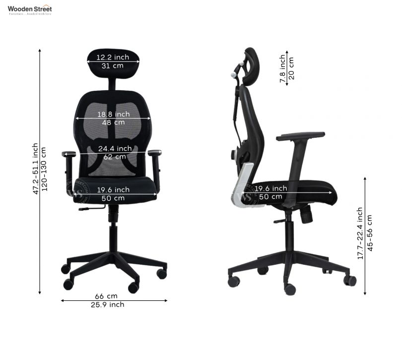 Dimension Image 1 - Auriga High-Back Mesh Ergonomic Office Chair (Black)