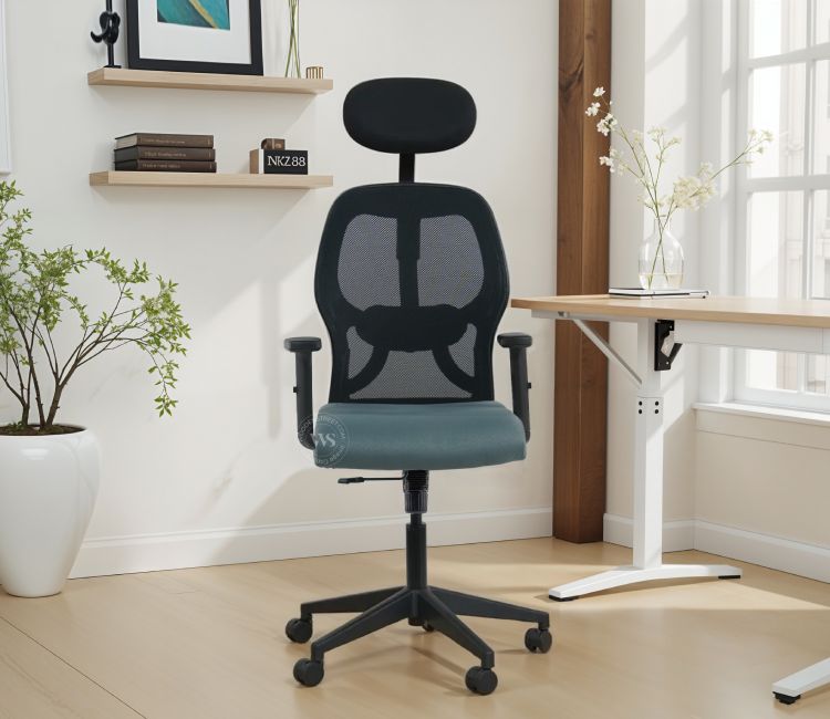 Auriga High-Back Mesh Ergonomic Office Chair (Grey) Auriga grey ergonomic office chair with high-back design