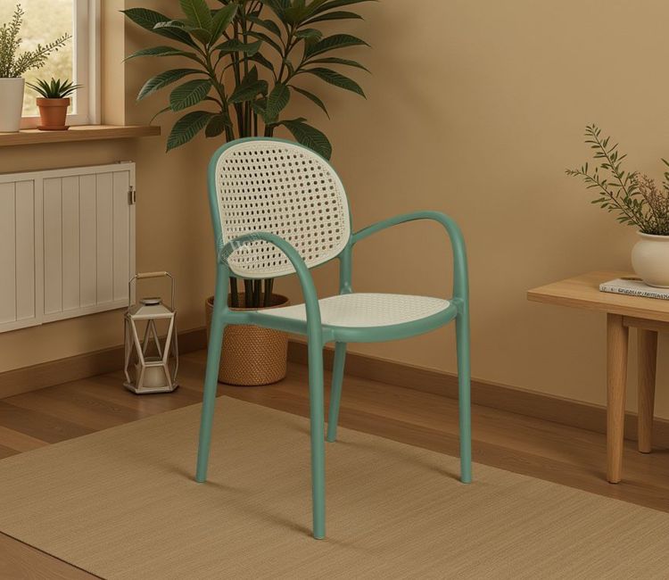 Avelis Premium Outdoor Chair with Rattan-Style Weave &amp; PP Durability (Green)