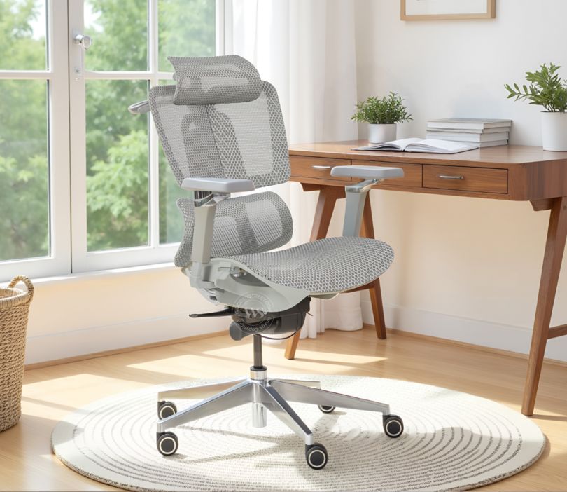 Front Image 1 - Bezus Premium Ergonomic High-Back Mesh Office Chair (Grey)