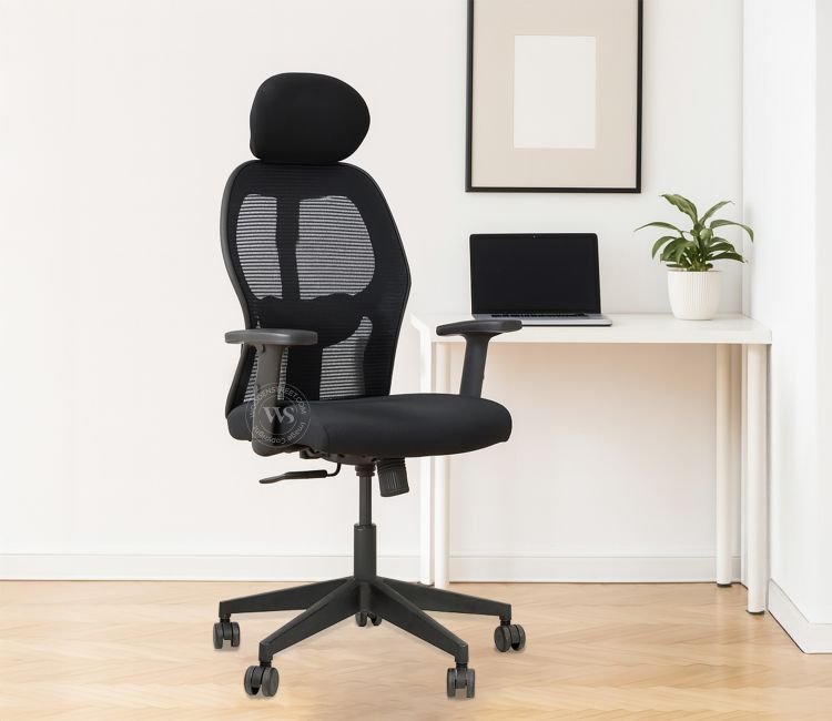 Caper High Back Mesh Chair with Adjustable Armrest and Head Rest (Black) Caper High Back Mesh Chair with Adjustable Armrest and Head Rest (Black)