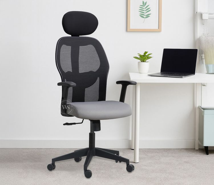 Caper High Back Mesh Chair with Adjustable Armrest and Head Rest (Grey) Caper High Back Mesh Chair with Adjustable Armrest and Head Rest (Grey)
