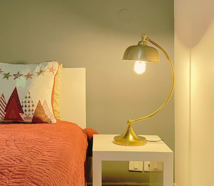 C Shape Antique Brass Finish Metal Table Lamp floor lamps online india | Decorative Light