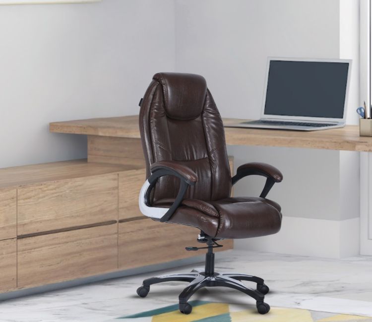 Amber PU Leather Brown High Back Director Office Chair Iconic Chairs Online