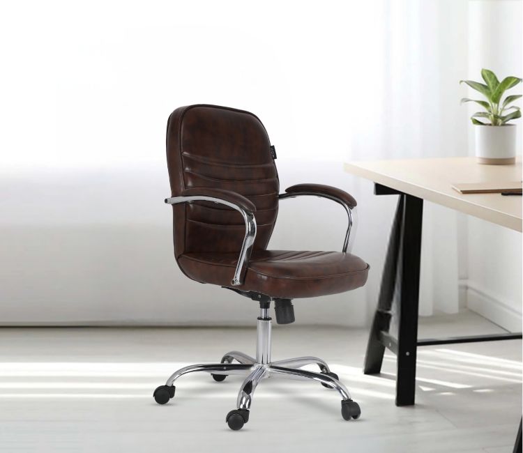 Oyster Mid Back Breathable Mesh Brown Ergonomic Office Chair Ergonomic chair with padded seat and armrests