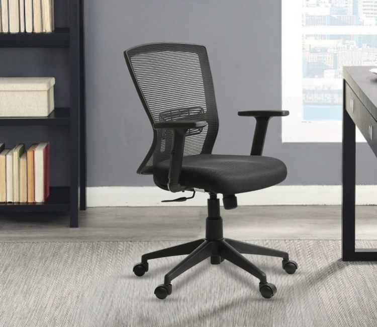Spider Mid Back Modern Mesh Black Ergonomic Office Chair Ergonomic chair with padded seat and armrests