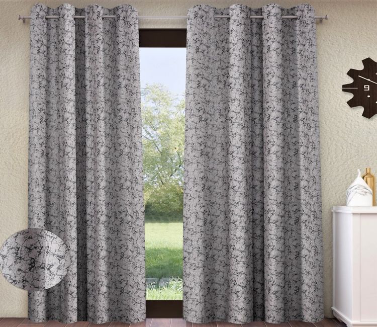 Velvet Abstract Eyelet Room Darkening Set of 2 Door Curtain (Grey, 7 Feet) Velvet Abstract Eyelet Room Darkening Set of 2 Door Curtain (Grey, 7 Feet)