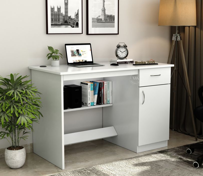 Front Image 1 - Ignite Premium Engineered Wood Study Table With Multiple Storage Space (Frosty White Finish)