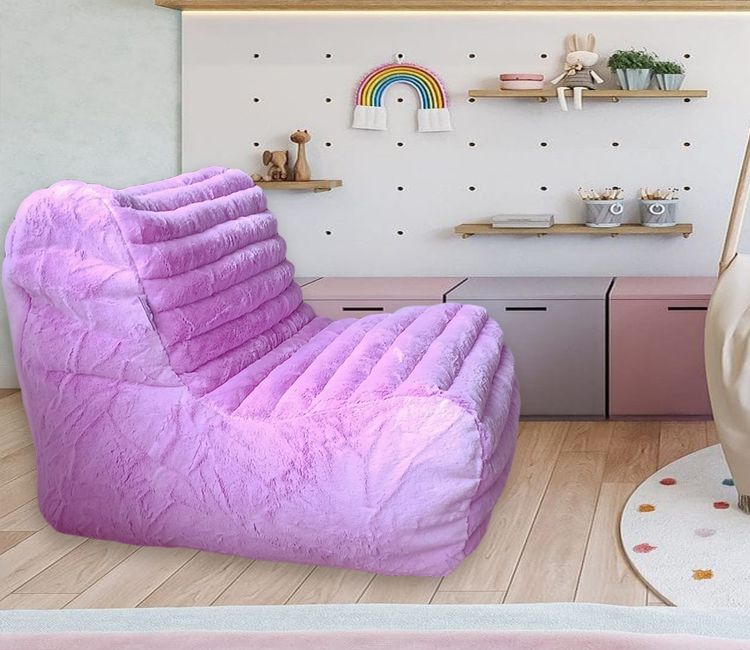 Sofa Cover Purple Fluffy Bean Bag Chair Buy Stripes Fur Bean Bag - Main Image