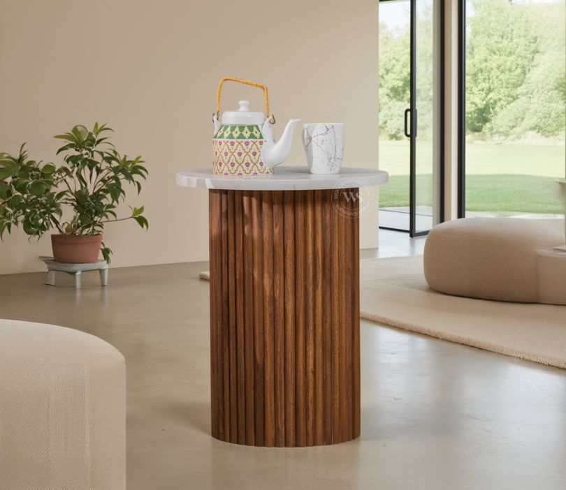 Front Image 1 - Shanay Sheesham Wood Quatrz ŷֹٷapp Side and End Table (Teak Finish)