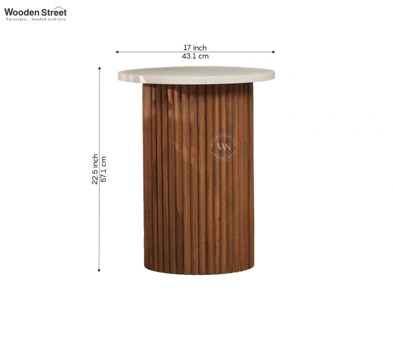 Dimension Image 1 - Shanay Sheesham Wood Quatrz ŷֹٷapp Side and End Table (Teak Finish)