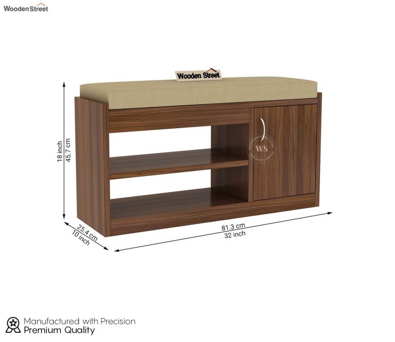 Dimension Image 1 - Claret Space Saving Wooden Shoe Rack With Seat (Exotic Teak Finish)