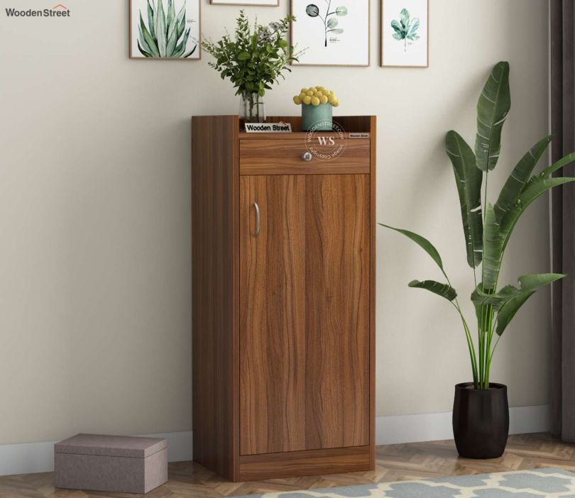 Front Image 1 - Walker Shoe Cabinet with Storage Drawer (Exotic Teak Finish)