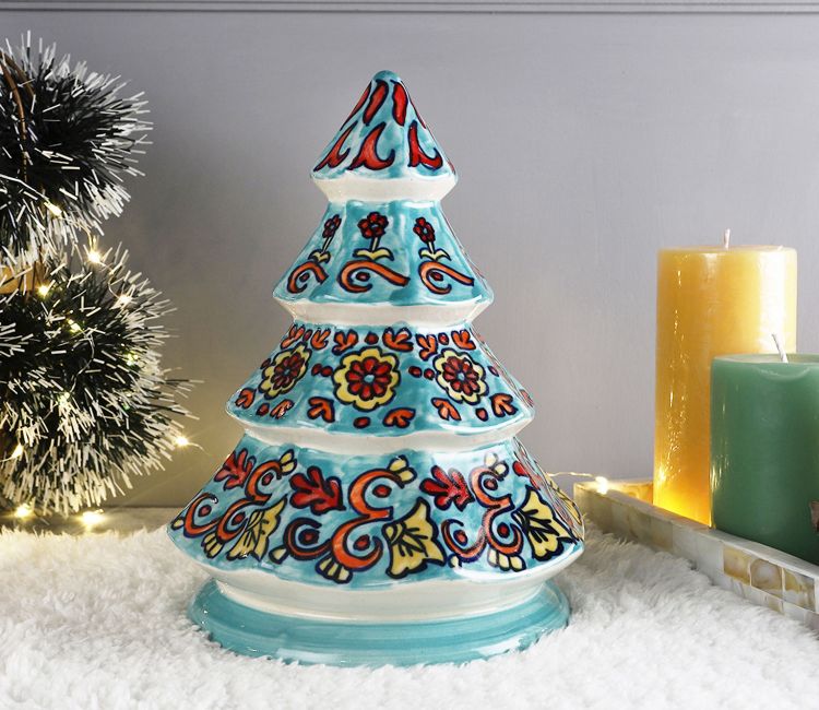 Classic Floral Ceramic Christmas Tree Designer Tea Serving Tray Online at Lowest Price in Bangalore, Mumbai, Chennai