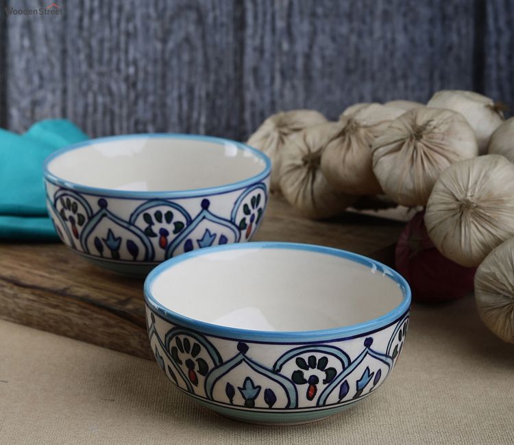 Round Ceramic Ramen Bowls Small - Set of 2 (Blue) buy ceramic serving bowl set price online