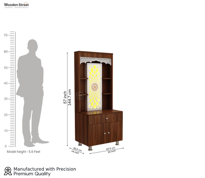 Dimension Image 1 - Vidyut Engineered Wood Home Temple With Inbuilt LED Light System (Exotic Teak)