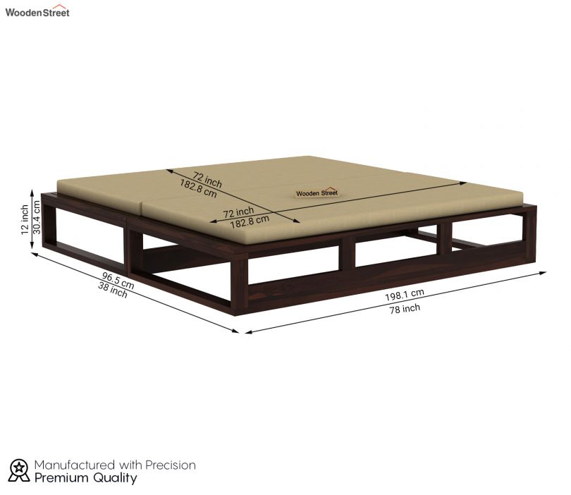 Dimension Image 2 - Bacon 3 Seater Divan Cum Bed with Mattress (King Size, Walnut Finish)