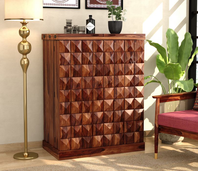 Front Image 1 - Auric Large Bar Cabinet (Honey Finish)
