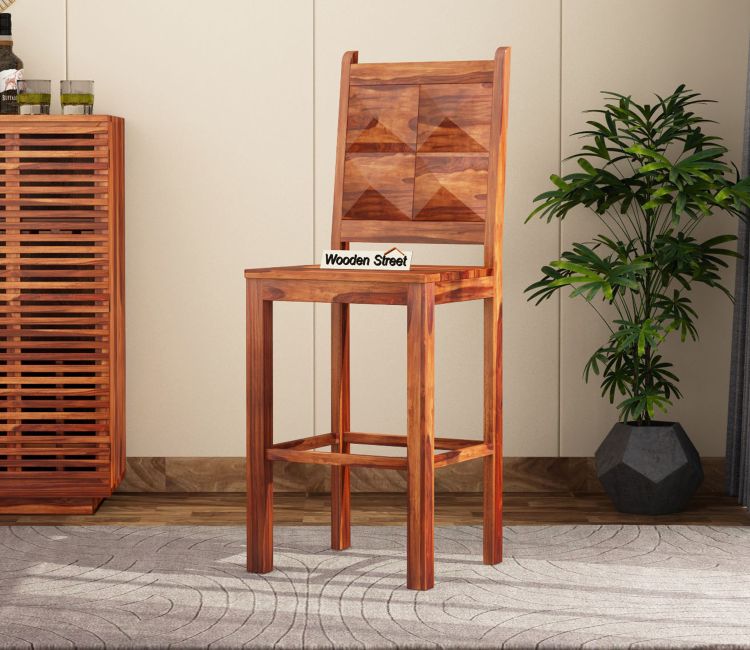 Teak Finish Wooden Stool Pepperfry Buy Kieron Bar Chair (Teak