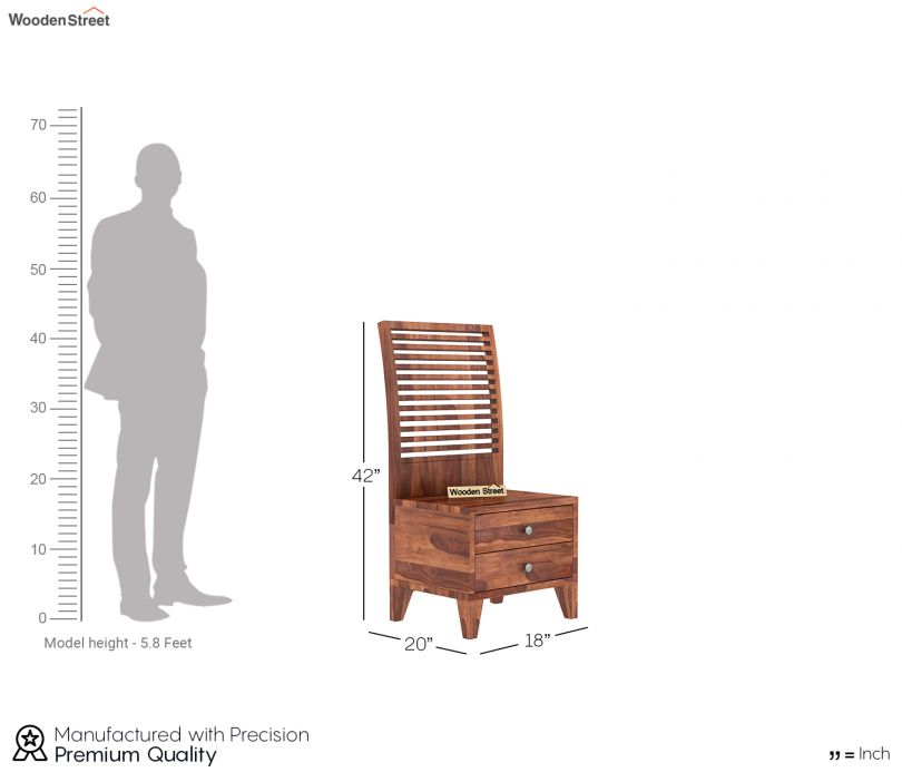 Dimension Image 1 - Persia Upholstered Bed With Side Storage And 2 Bedside Tables (Queen Size, Honey Finish)