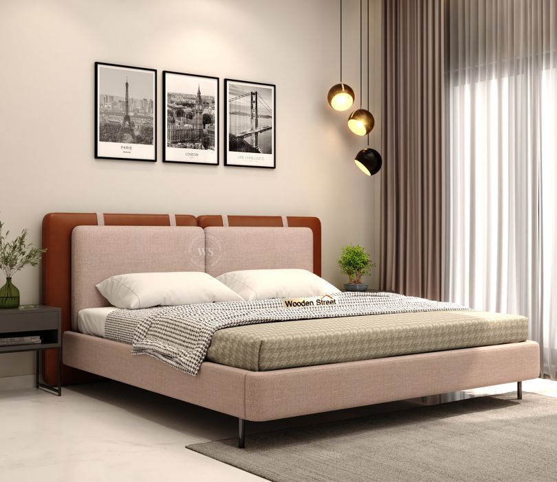 Front Image 1 - Eliana Fully Upholstered Bed Without Storage (King Size, Ginger Bread)