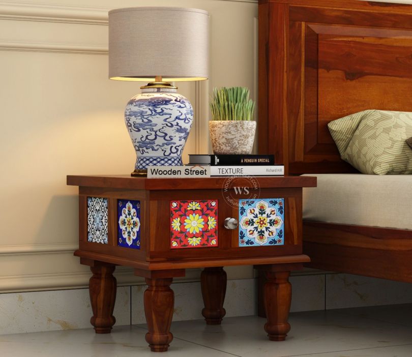 Front Image 1 - Boho Bedside Table (Honey Finish)