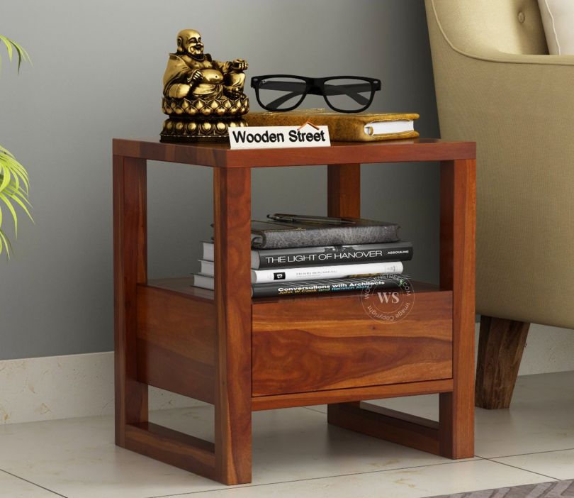 Front Image 1 - Bryson Bedside Table (Honey Finish)