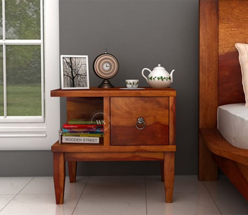 Front Image 1 - Helix Bedside Table (Honey Finish)
