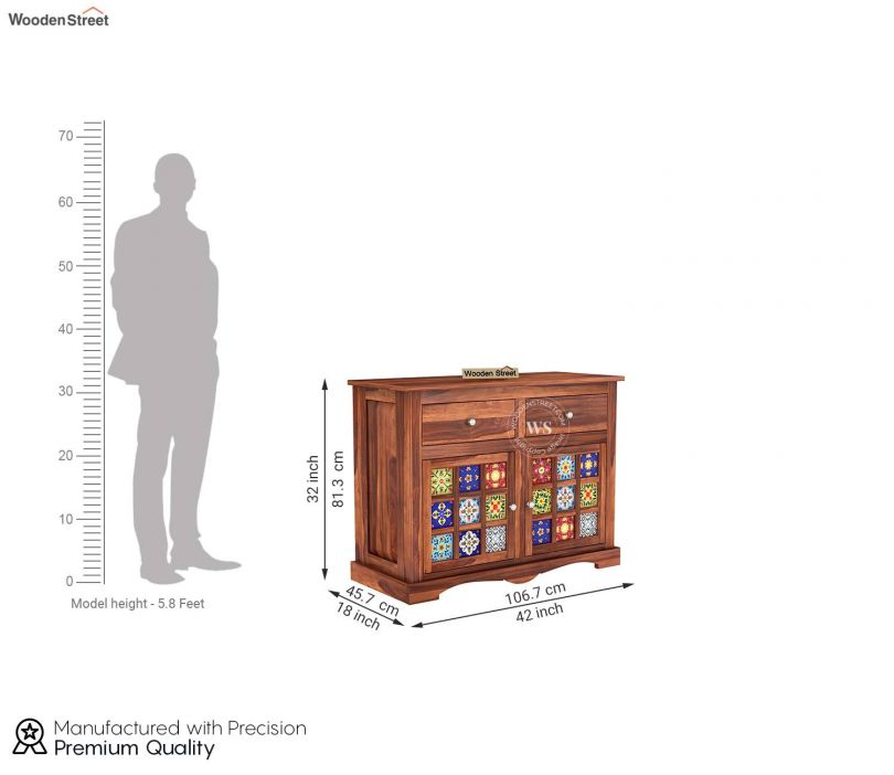 Dimension Image 1 - Boho Sheesham Wood Cabinet and Sideboard (Honey Finish)