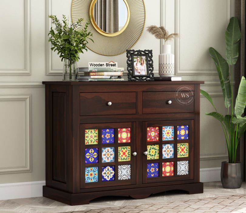 Front Image 1 - Boho Sheesham Wood Cabinet and Sideboard (Walnut Finish)