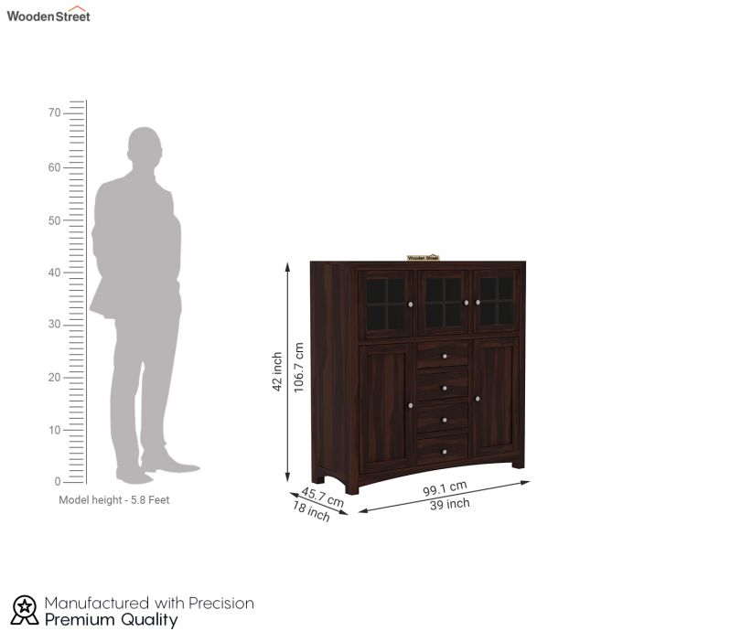 Dimension Image 1 - Carrock Sheesham Wood Cabinet (Walnut Finish)