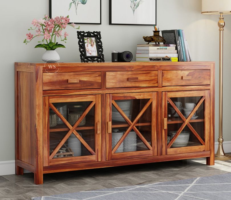 Front Image 1 - Kerry Sheesham wood Sideboard and Cabinets (Honey Finish)