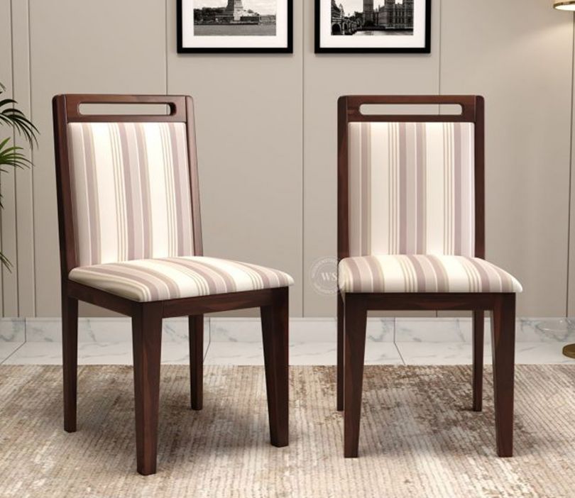 Set Beige Colour Chair Hazel Sheesham Wood Premium Cotton