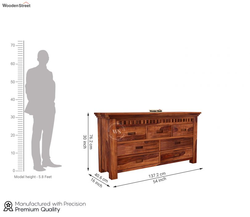 Dimension Image 1 - Adolph 7-Drawer Wooden Chest Of Drawers (Honey Finish)