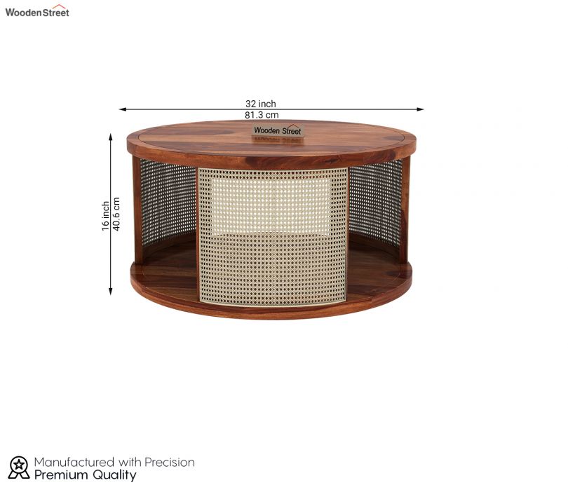 Dimension Image 1 - Caleb Round Coffee Table (Honey Finish)