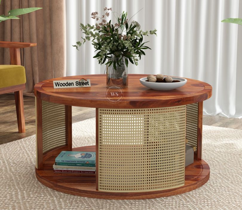 Front Image 1 - Caleb Round Coffee Table (Honey Finish)