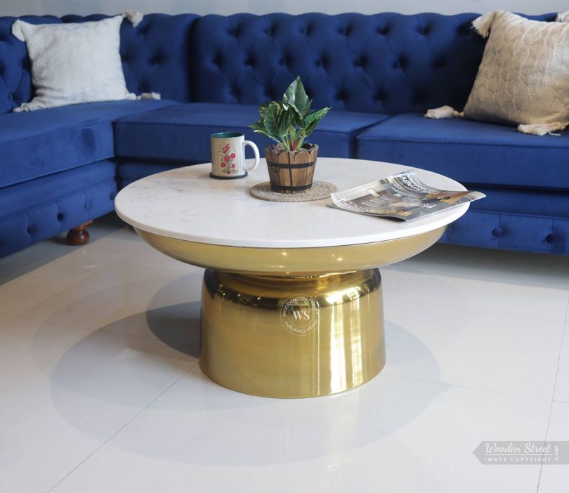 Front Image 1 - Discus Metal Coffee Table with Marble ŷֹٷapp