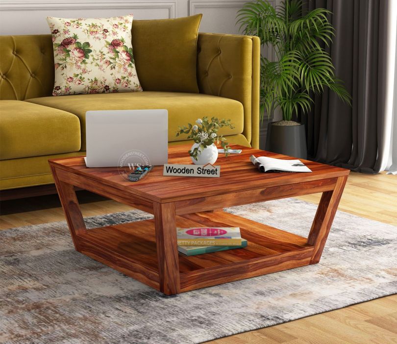 Front Image 1 - Freberg Sheesham Wood Coffee and Center Table (Honey Finish)