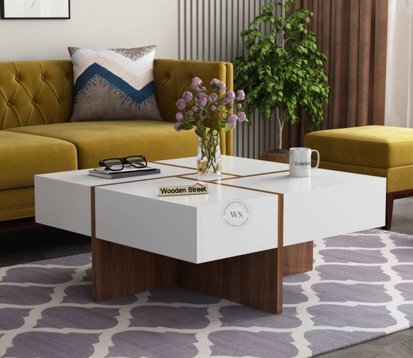 Front Image 1 - Maeve Engineered Wood Center Table with Multi Storage Drawers (Exotic Teak-Frosty White Finish)