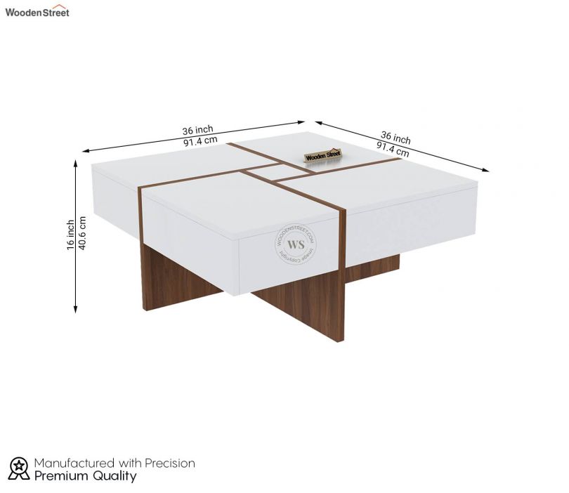 Dimension Image 1 - Maeve Engineered Wood Center Table with Multi Storage Drawers (Exotic Teak-Frosty White Finish)