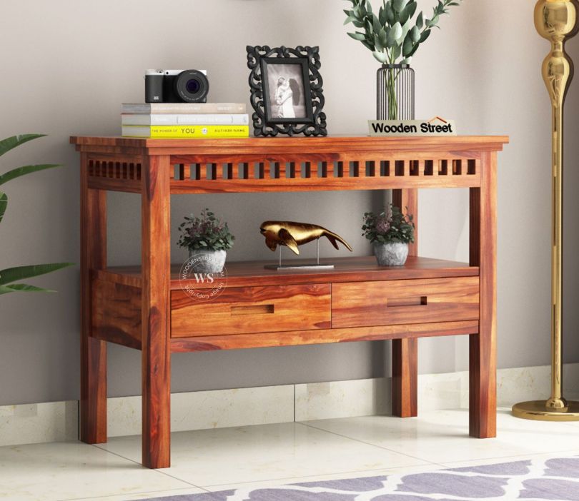 Front Image 1 - Adolph Console Table With Storage (Honey Finish)