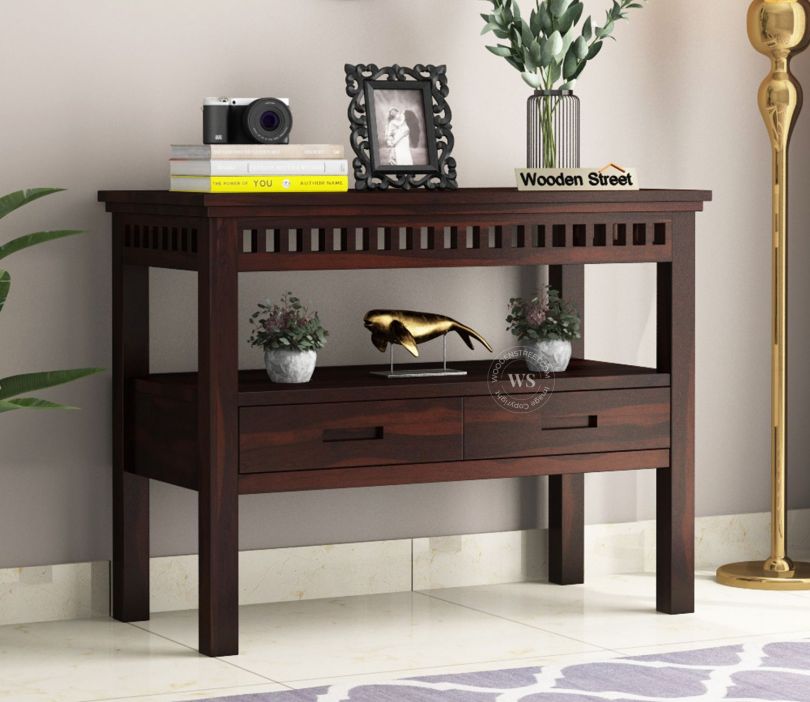 Front Image 1 - Adolph Console Table With Storage (Walnut Finish)