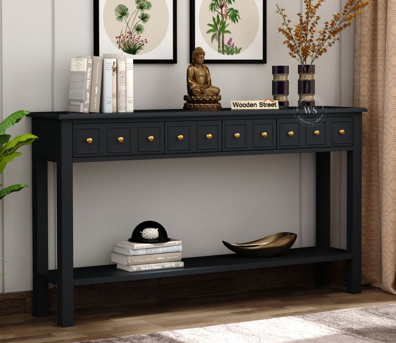 Front Image 1 - Ciaro Solid Wood Console Table (Black Finish)