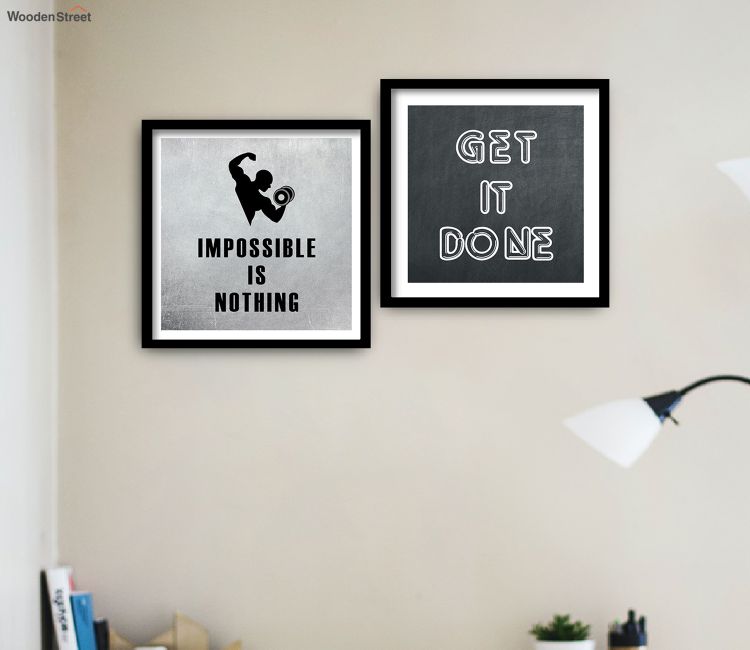 Motivational Quote Engineered Wood Set of 2 Framed Art Print Frames With Quotes - Buy Motivational Quotes Frames Online | Photo Frame Quotes | Quotes Frame for Wall | Wall Quotes Frames