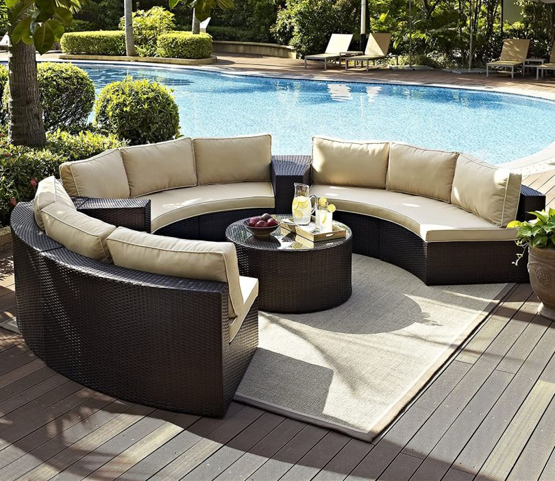 Buy Outdoor Sectional Rattan Wicker Conversation Sofa Set with