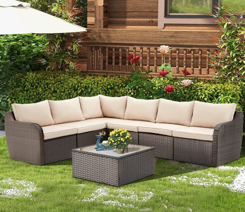 Ubuy Wicker Sectional Outdoor Furniture Buy Dark Brown Rattan And