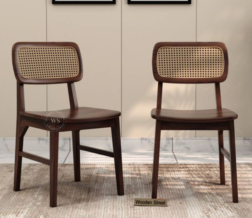 Front Image 1 - Trois Dining Chair without Cushion - Set of 2 (Walnut Finish)