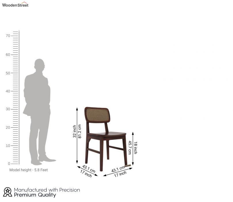 Dimension Image 1 - Trois Dining Chair without Cushion - Set of 2 (Walnut Finish)